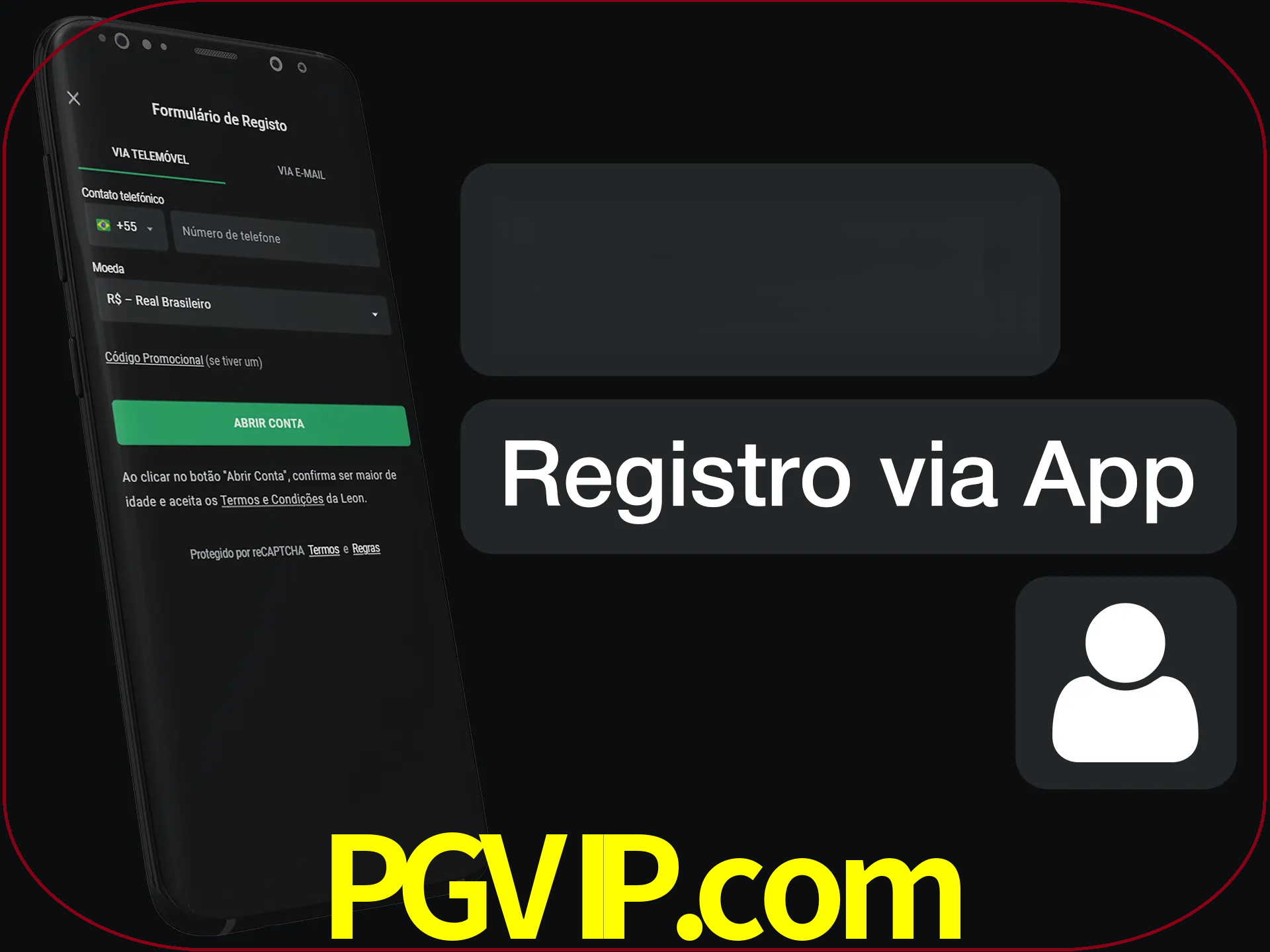 Registre-se com duas etapas usando o aplicativo.