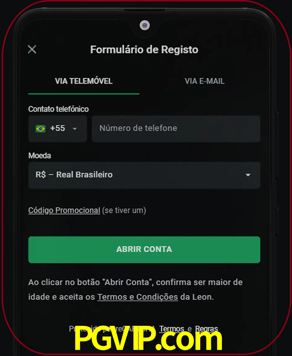 Abra o aplicativo e inicie o processo de registro.